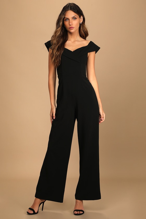 Black Jumpsuit - Wide-Leg Jumpsuit - Off-the-Shoulder Jumpsuit - Lulus