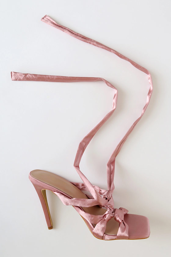 FIRST CRUSH SATIN KNOT HIGH HEELED SANDALS