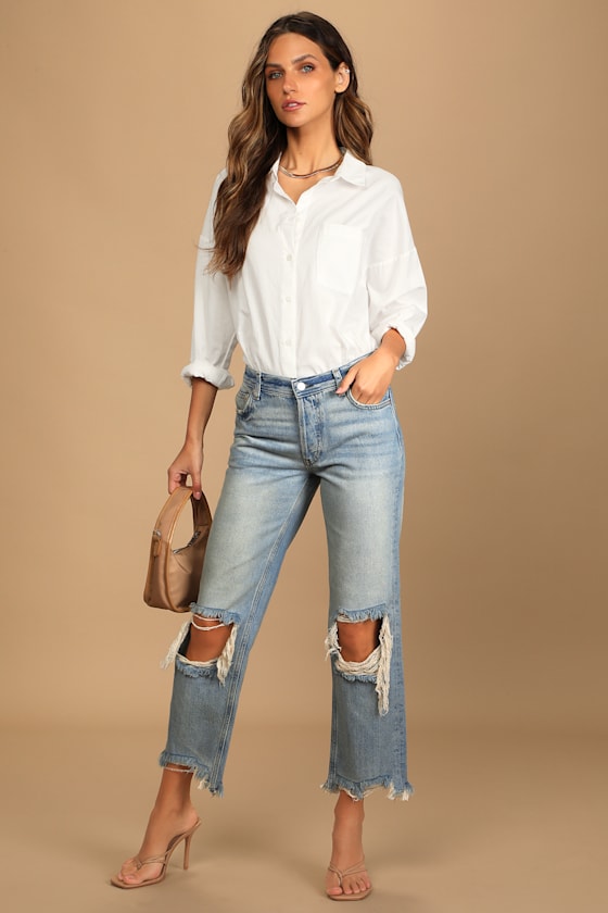 Distressed Denim Jeans 