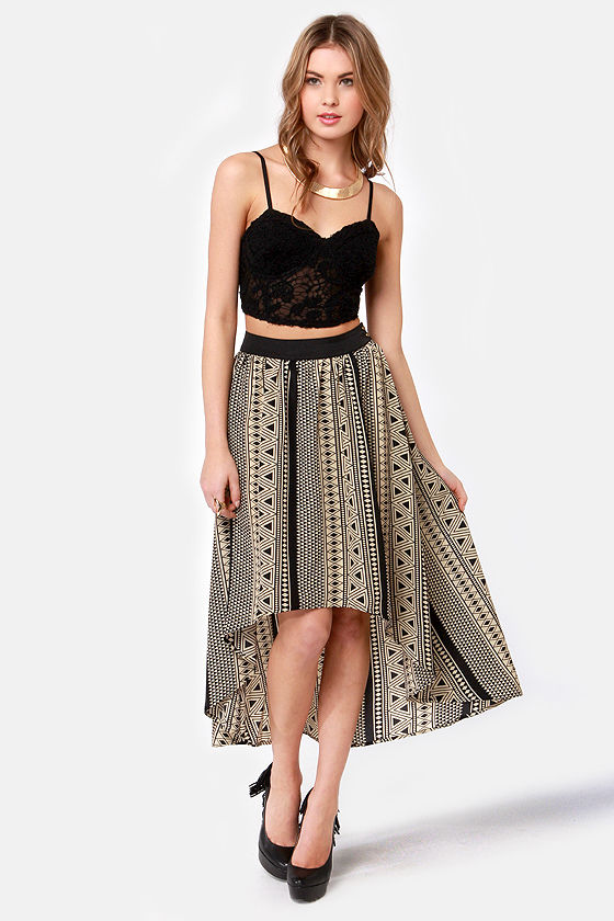 Pretty Tribal Print Skirt - High-Low Skirt - Abstract Print Skirt - $40 ...