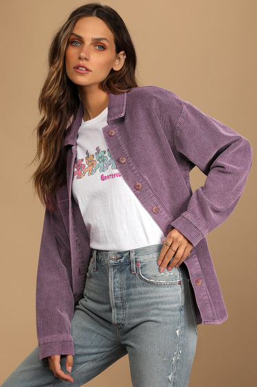 Take the Chill Off Lavender Corduroy Shacket