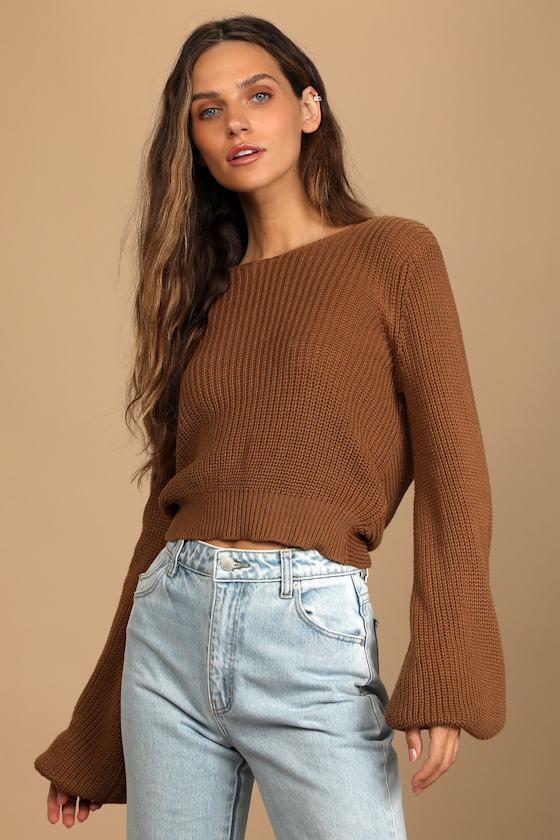 Let's Get Away Brown Knit Twist Back Sweater 4