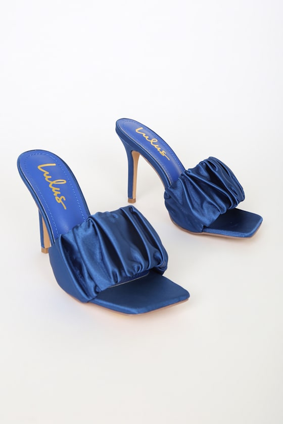navy satin sandals