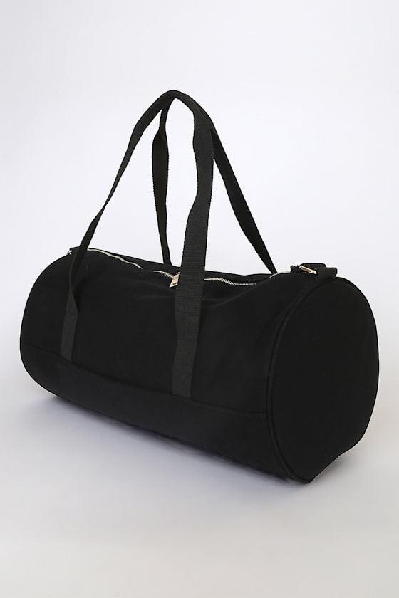 Weekend Away Black Canvas Duffle Bag 6