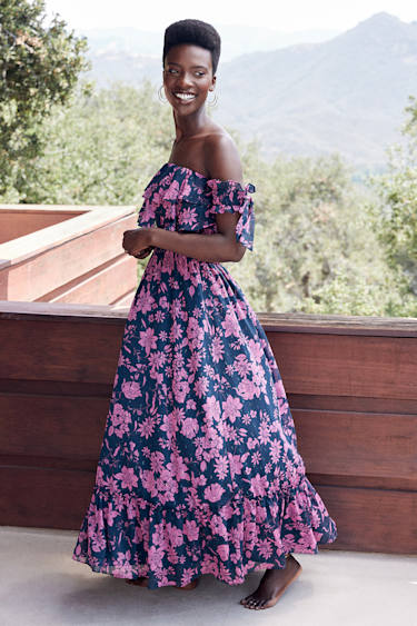 Off Shoulder Dress Lulus Navy Floral Maxi Dress Love And Blooms