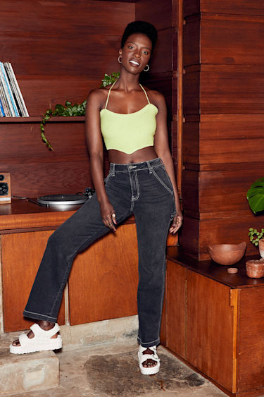 Green Halter Top Knit Tank Top Sweater Top Handkerchief Top