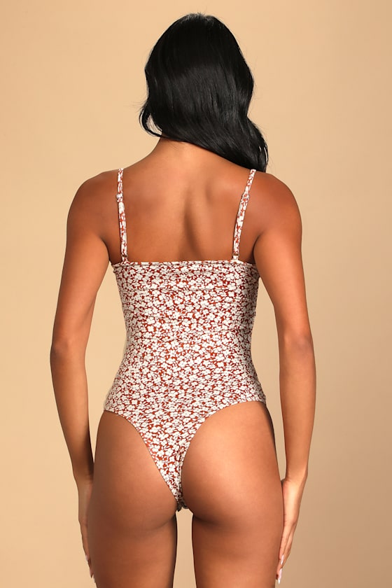 Each and Every Bloom Rust Brown Floral Print Sleeveless Bodysuit - thumbnail 5