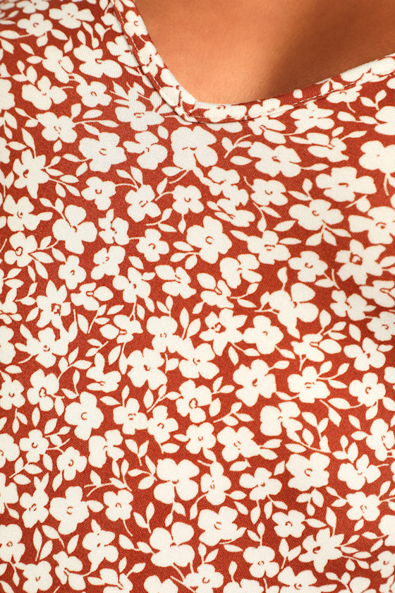 Each and Every Bloom Rust Brown Floral Print Sleeveless Bodysuit - thumbnail 6