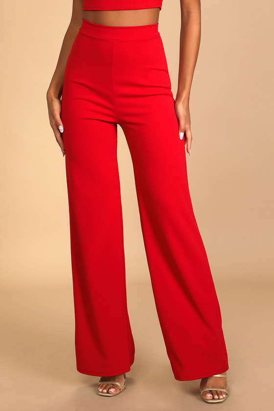 Shop Scarlet Red Wide Leg Pants by THEROVERJOURNAL at House of Designers –  HOUSE OF DESIGNERS