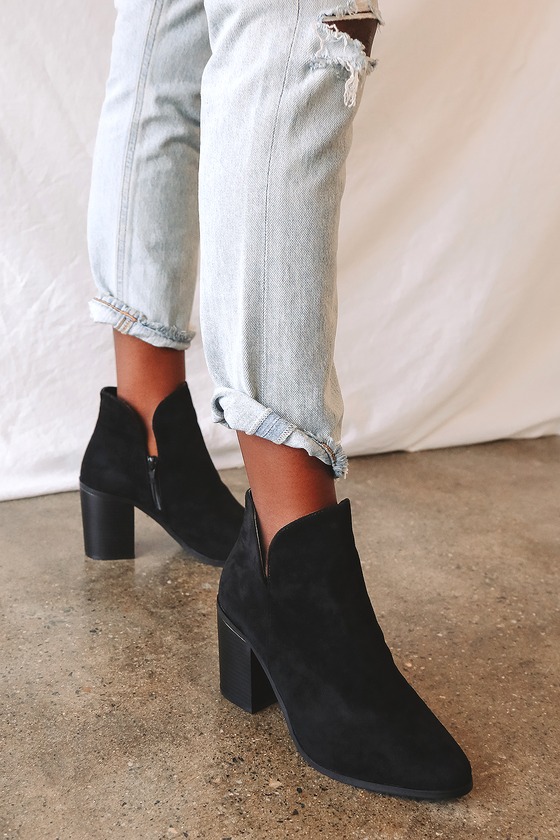 Black Slight Platform Basic Heeled Ankle Boots | PrettyLittleThing