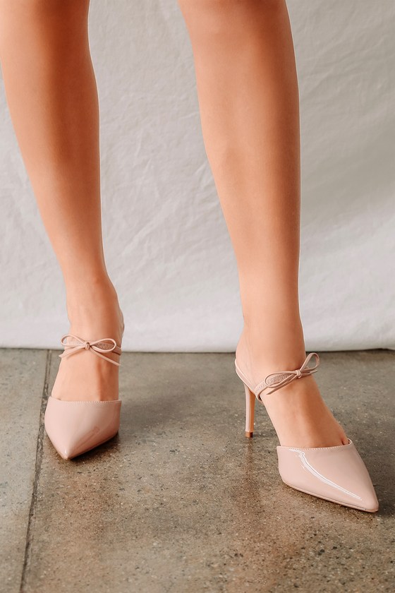 Sagaa Light Nude Patent Pointed-Toe Pumps
