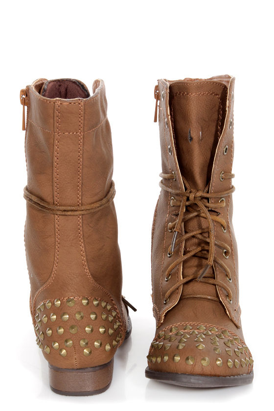 chestnut combat boots