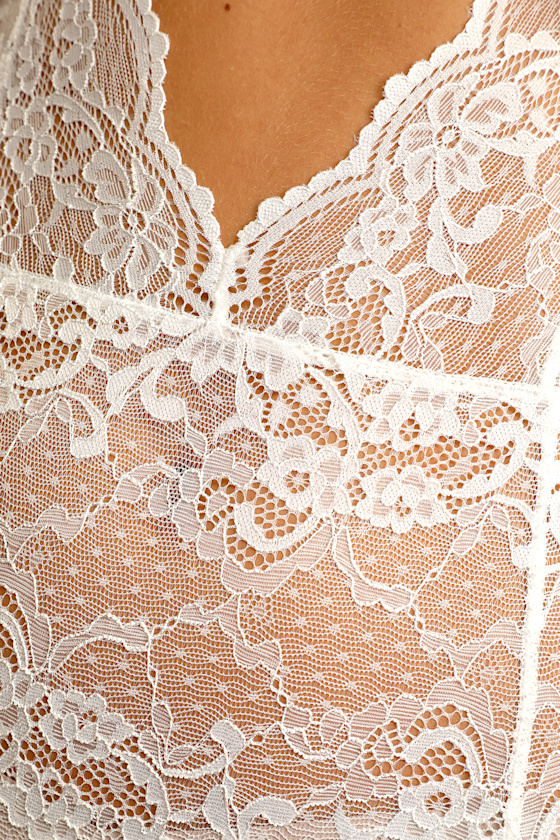 Next Level Sultry White Sheer Lace Cutout Bodysuit - thumbnail 5