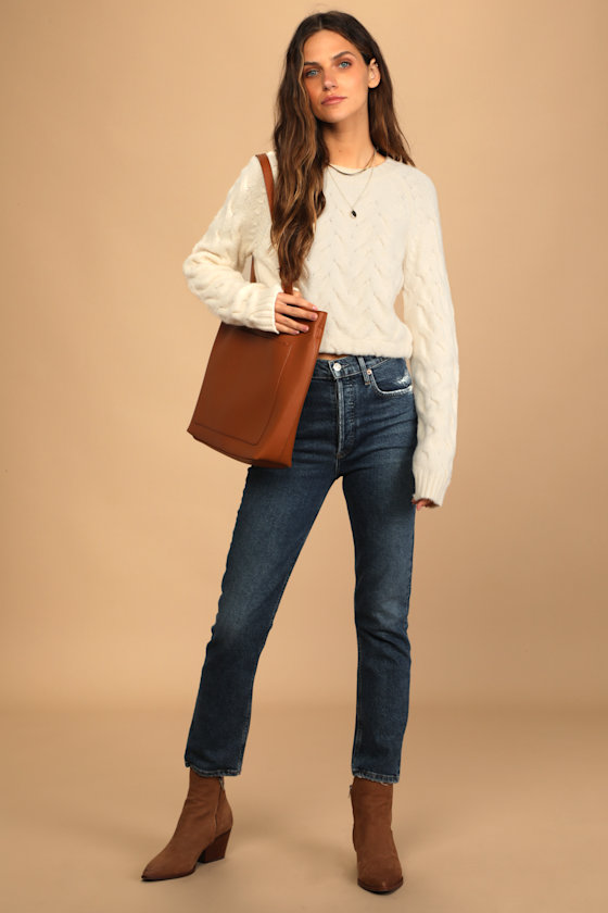 Touch of Cozy Cream Cable Knit Cropped Sweater 5