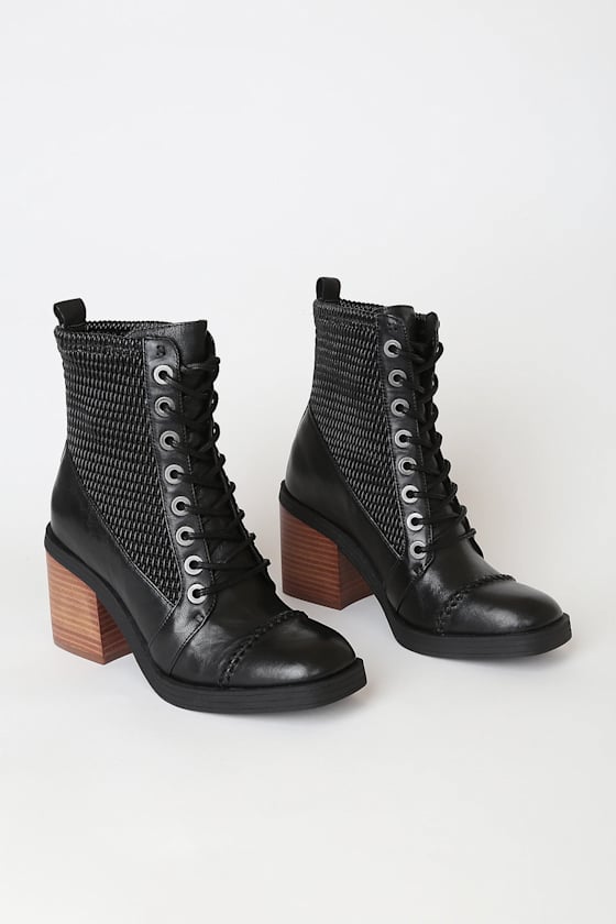 Weaver Black Leather Lace-Up Ankle Boots 2