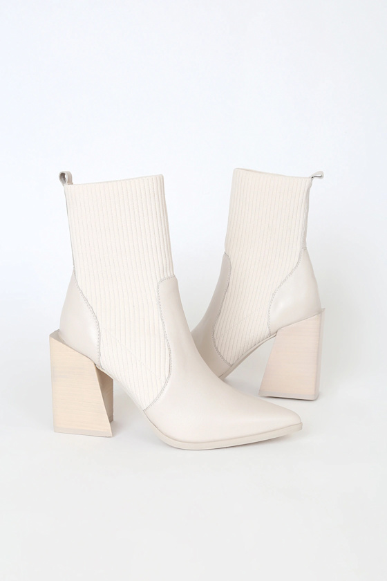 Tackle Bone Leather Pointed-Toe Sock Boots 2
