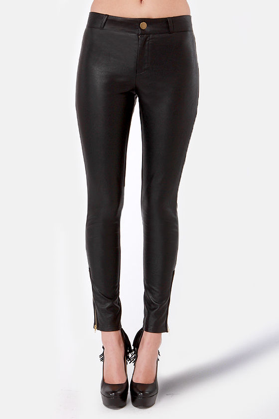 black vegan leather pants