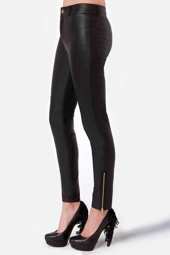 black vegan leather pants