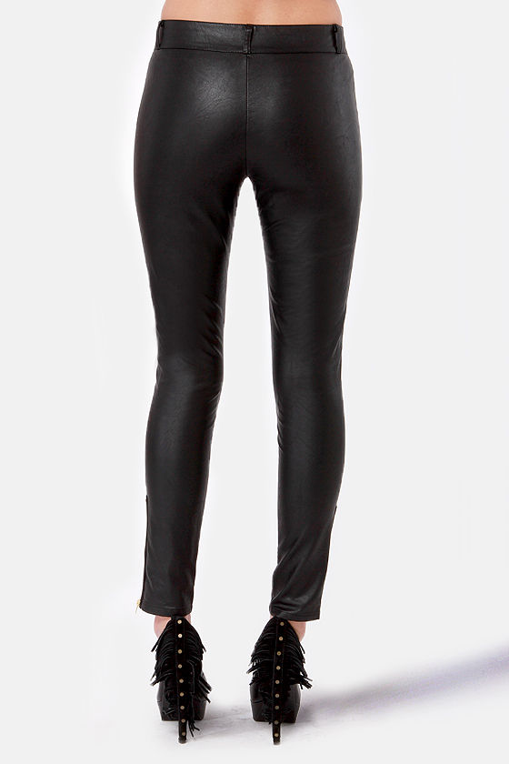 Sexy Black Pants - Vegan Leather Pants - Skinny Pants - $50.00