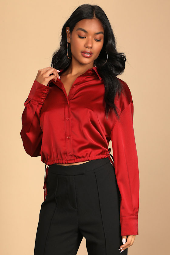 Favorite Topic Burgundy Button-Up Long Sleeve Blouse 5
