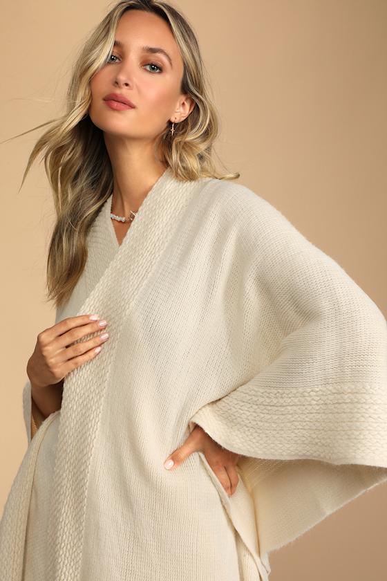 Wrapped in Cozy Ivory Knit Fringe Cardigan 5