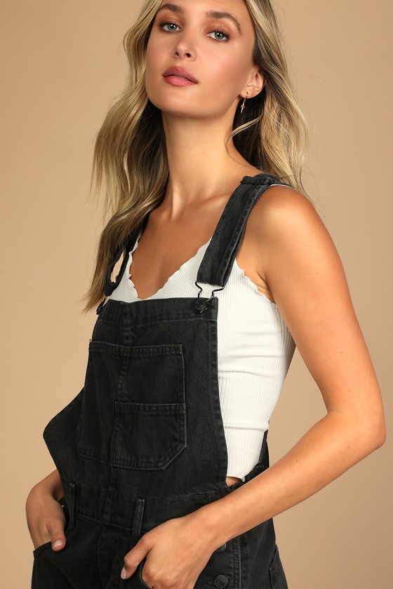 Free People Ziggy Washed Black Overalls Denim Overalls Lulus