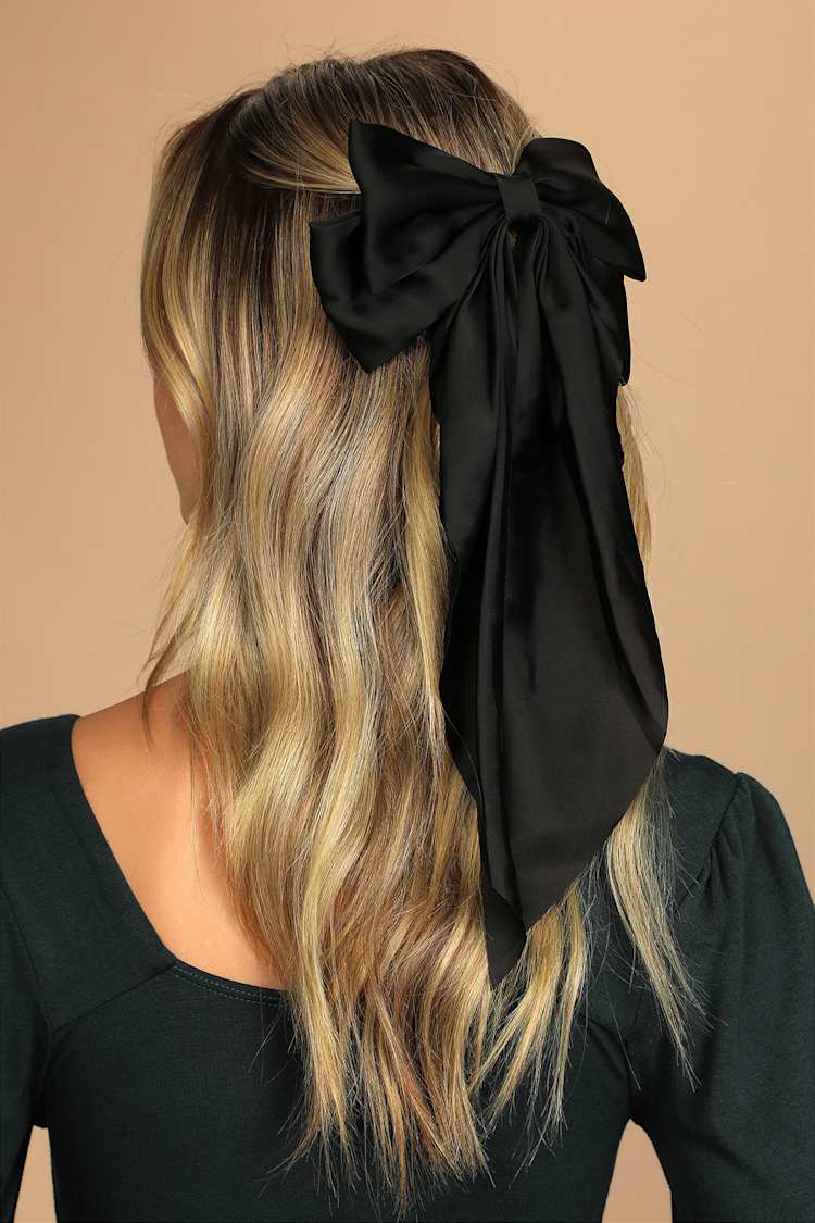 Black Hair Bow - Oversized Hair Bow - French Barrette Clip  display picture 1