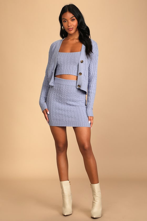 Undeniably Perfect Light Purple Knit Three-Piece Sweater Dress 7