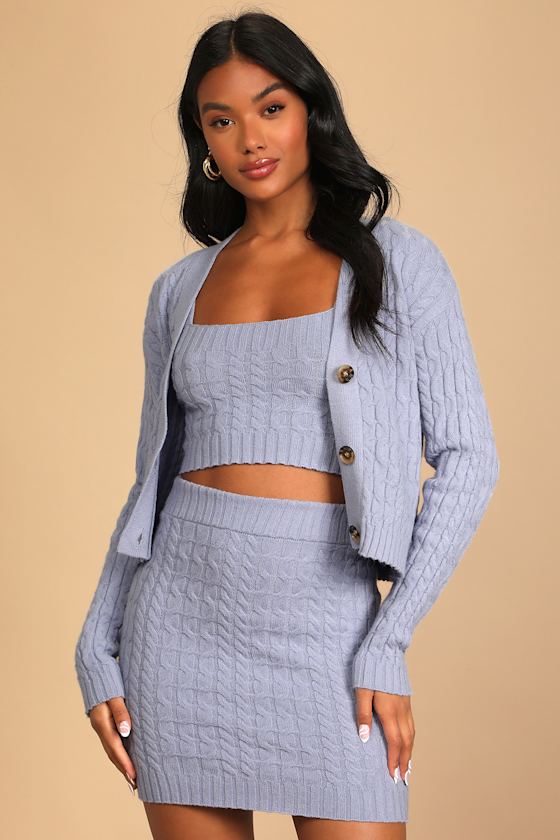 Undeniably Perfect Light Purple Knit Three-Piece Sweater Dress 5