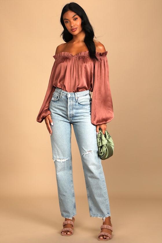 Making Moments Taupe Long Sleeve Off-the-Shoulder Bodysuit 4