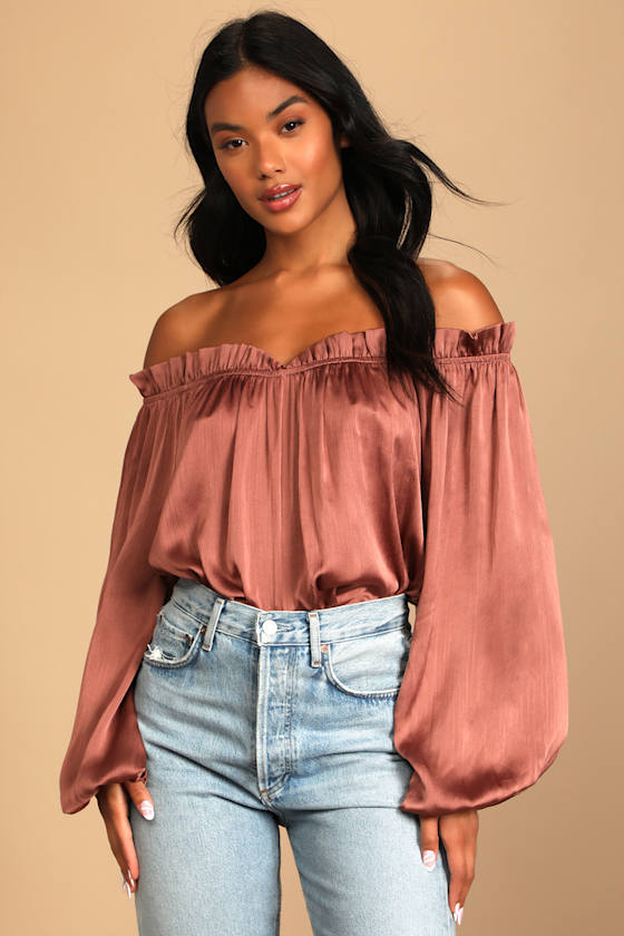 Making Moments Taupe Long Sleeve Off-the-Shoulder Bodysuit 3