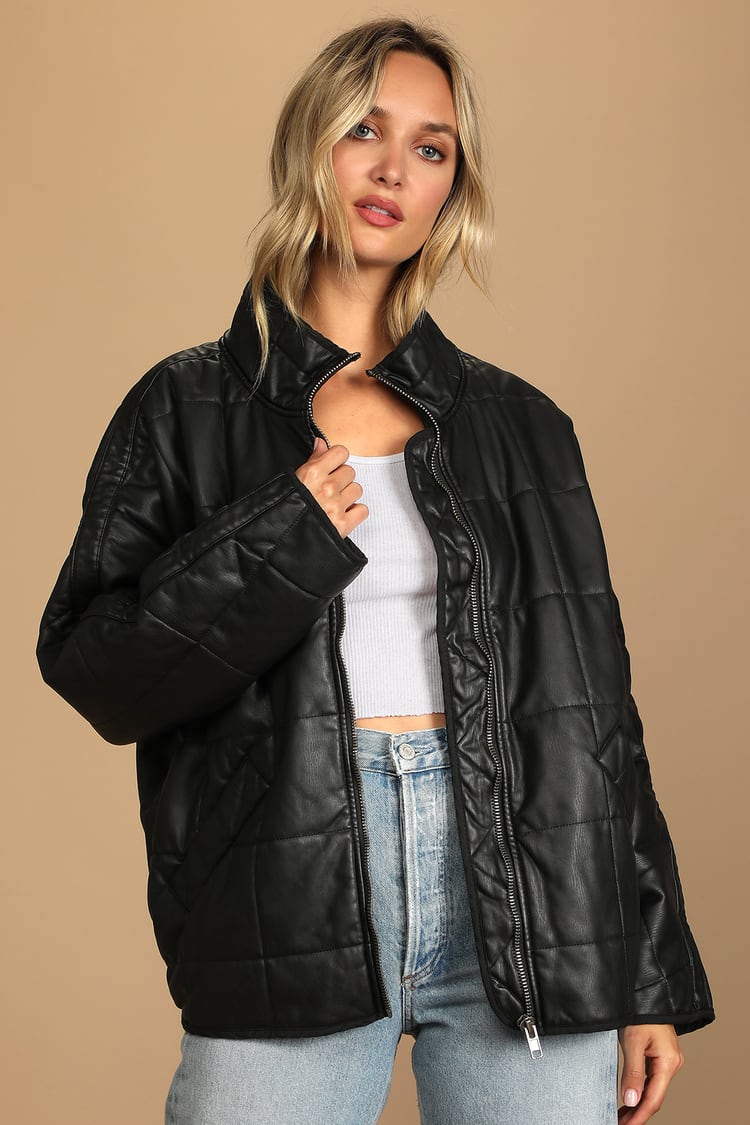 Free People Dolman Jacket - Quilted Vegan Leather Jacket - Jacket - Lulus