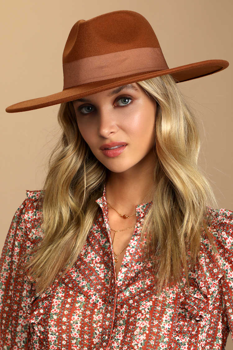 Cute Brown Hat - Fedora Hat - Felt Hat - Oversized Fedora  display picture 2