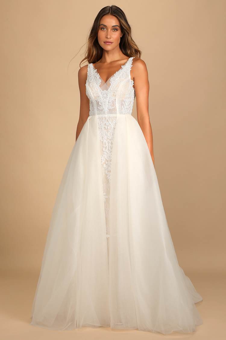 white christmas dresses 2XL-7XL) Plus Size Cream Chanelesque Lace Long Sleeve Dress (EXTRA BI –  Pluspreorder main image 1