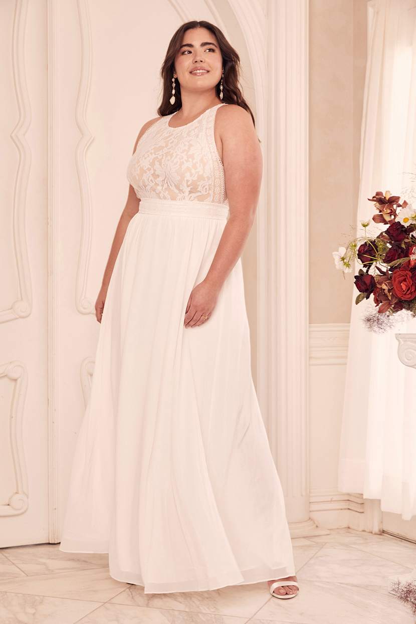 chinese dress ladies ECB Exclusive: Layla Lace Maxi Dress, White Large main image 0
