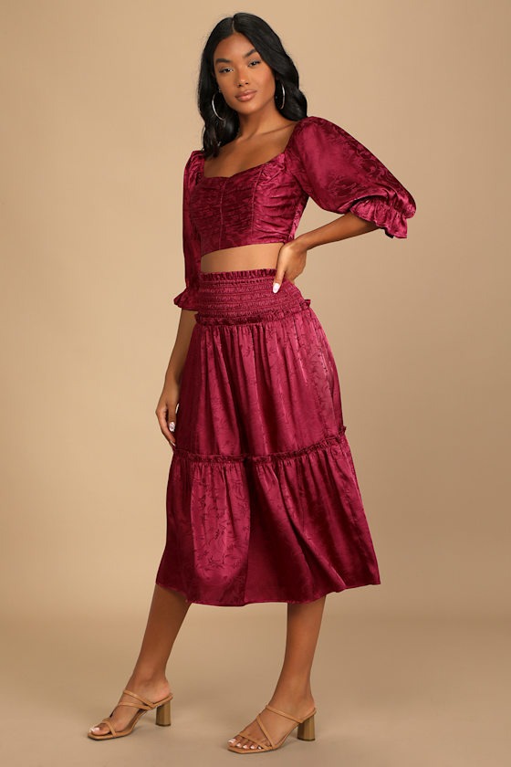 two piece satin dress