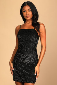True Desire Black Sparkly Tie-Back Bodycon Mini Dress