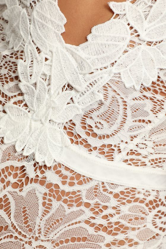 Essence of Romance Ivory Lace Halter Bodysuit - thumbnail 5