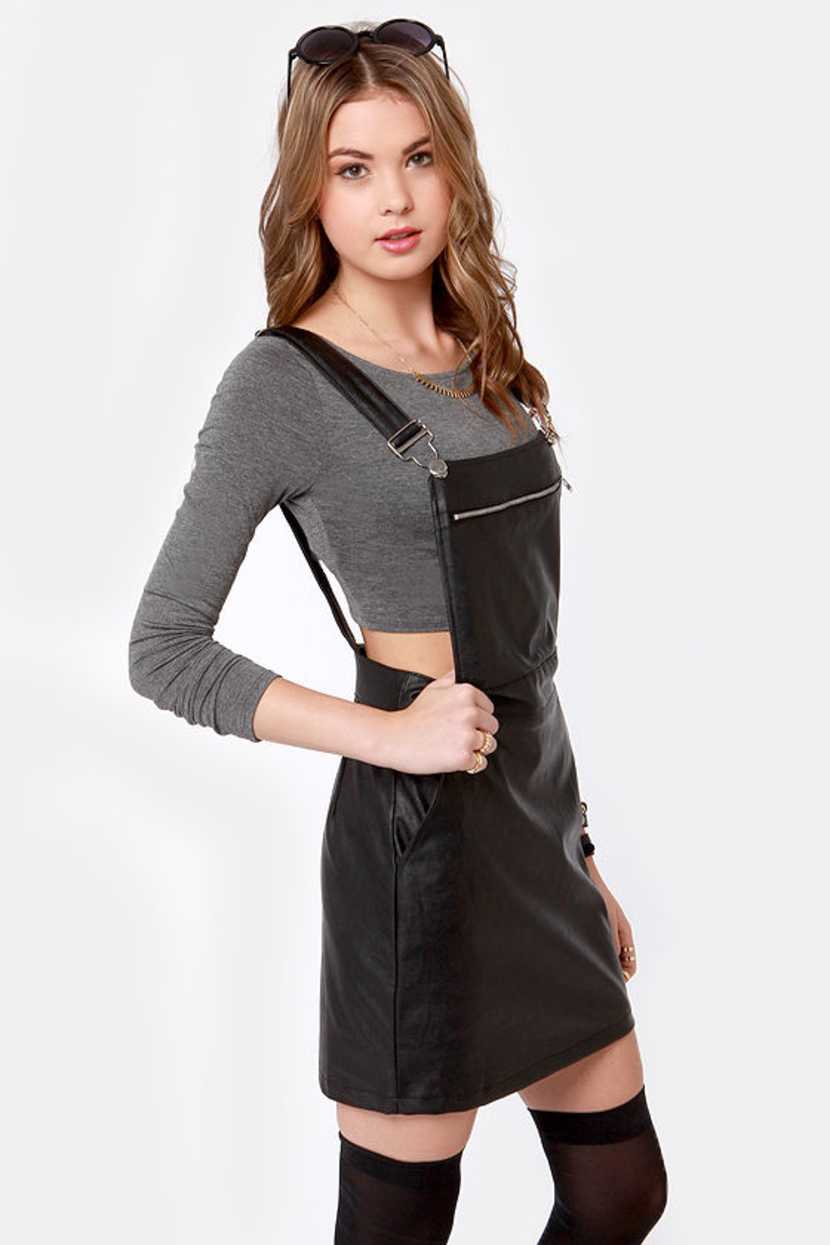 Edgy Black Jumper - Vegan Leather Jumper - Vegan Leather Overalls - $50.00  - Lulus
