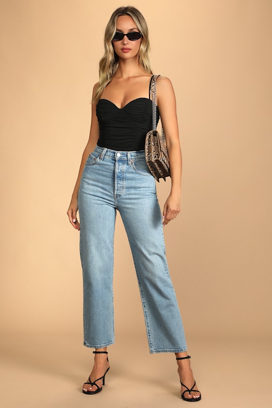 Caught My Attention Black Ruched Bustier Bodysuit 6