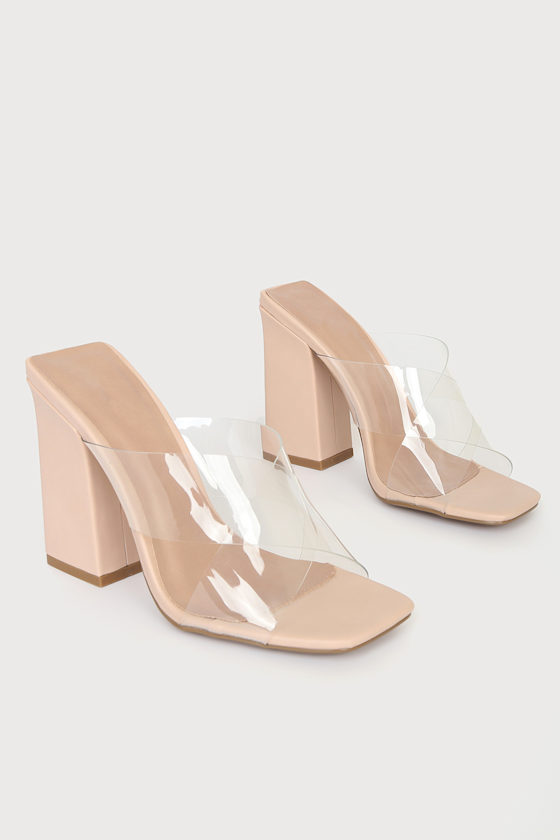 Catalena Light Nude Vinyl High Heel Sandals 4