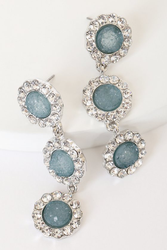 Forever Dazzling Blue Rhinestone Drop Earrings 1