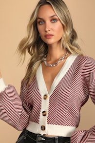 Here Comes a Holiday Red and White Striped Button-Up Cardigan 1