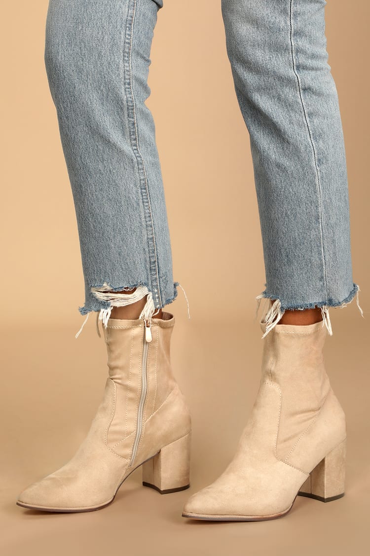 nude sock ankle boots