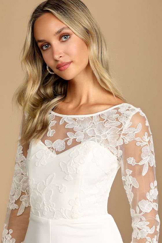Write Your Own Romance White Embroidered Long Sleeve Jumpsuit 4