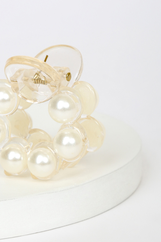 Pearl Hair Clip - Claw Clip - Jaw Clip - Clear Resin Hair Clip - Lulus