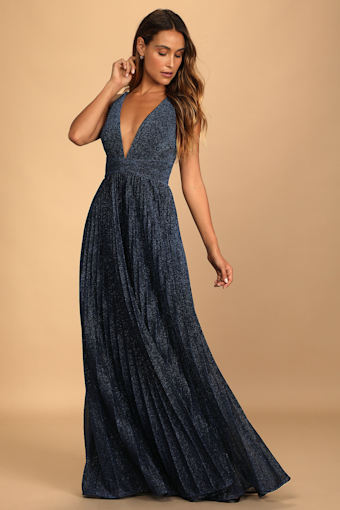 Especially Stunning Blue Sparkly Pleated Maxi Dress 5