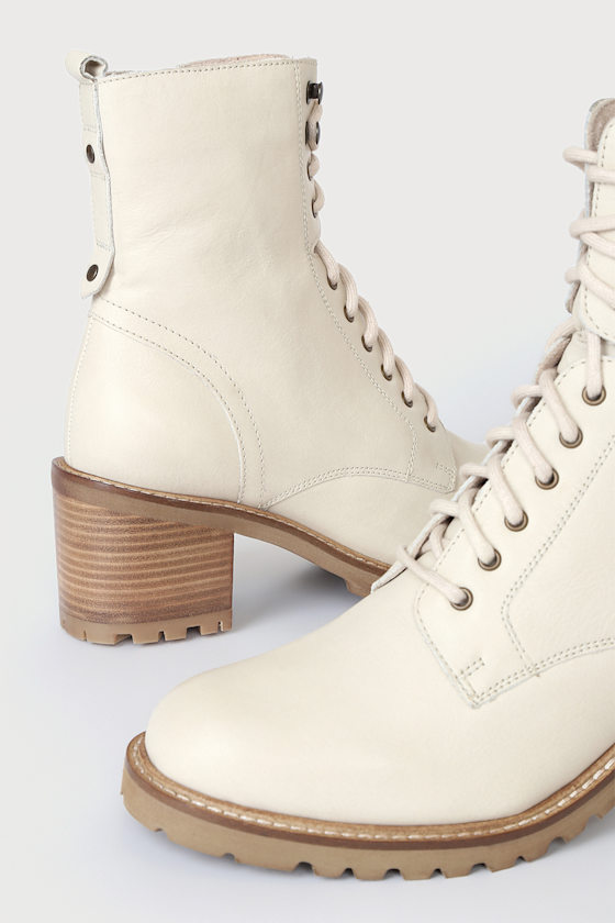 Seychelles Irresistible - Off White Leather Boots - Lace-Up Boots