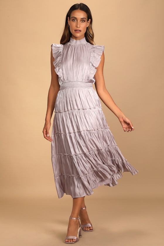Lilac Midi Dress Tiered Midi Dress Mock Neck Dress Lulus — free download