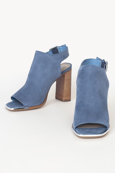 Steve Madden Deck Blue Suede Leather Peep-Toe Ankle Booties